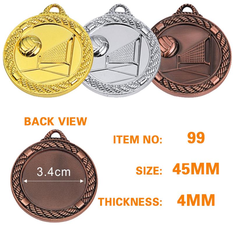 45mm zinc alloy volleyball medal