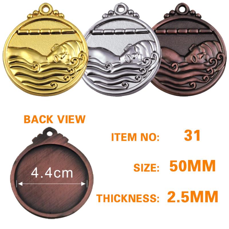 50mm zinc alloy swimming medal