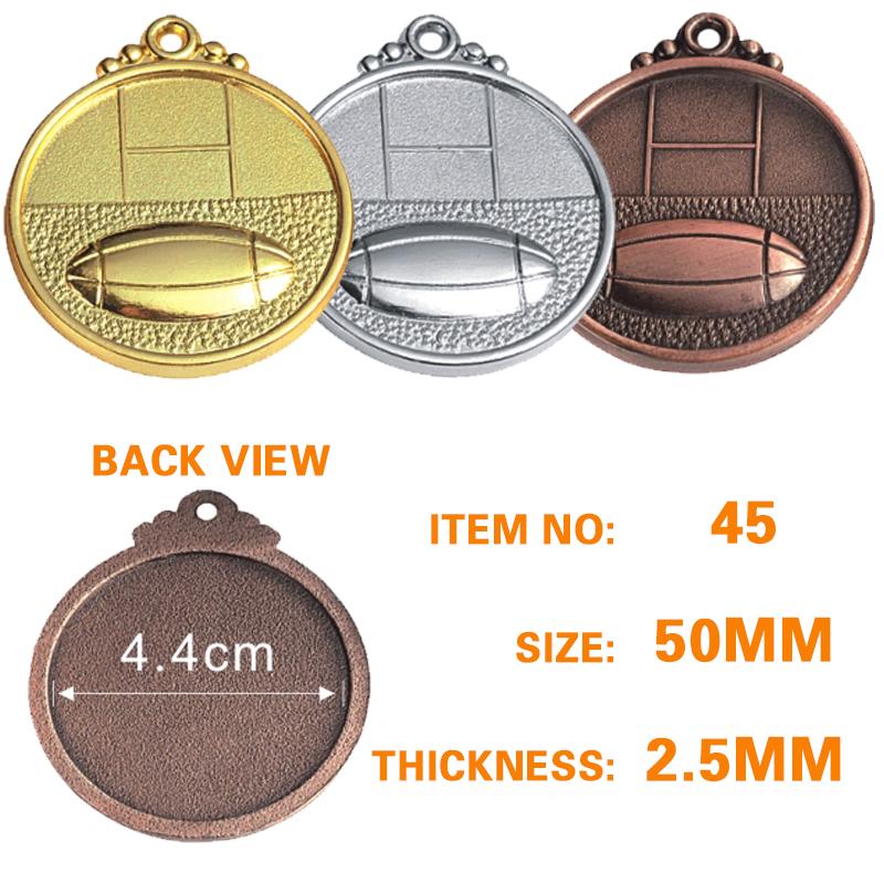 50mm zinc alloy rugby medal