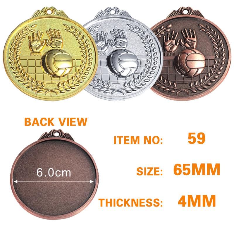 65mm volleyball medal