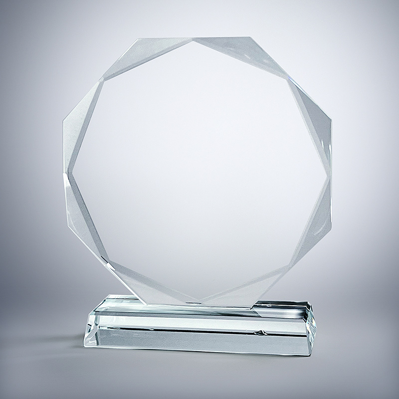 GCP1001 Clear Glass Octangle Trophy With Premium Giftbox-8 Sizes