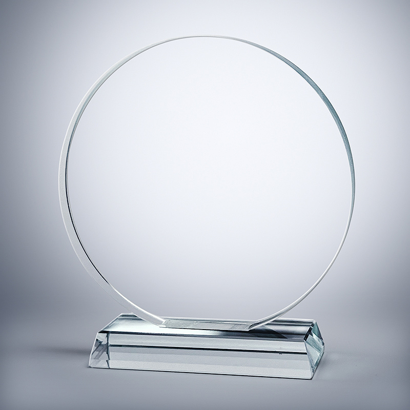 GCP1005 Clear Glass Circle Trophy With Premium Giftbox-4 Sizes