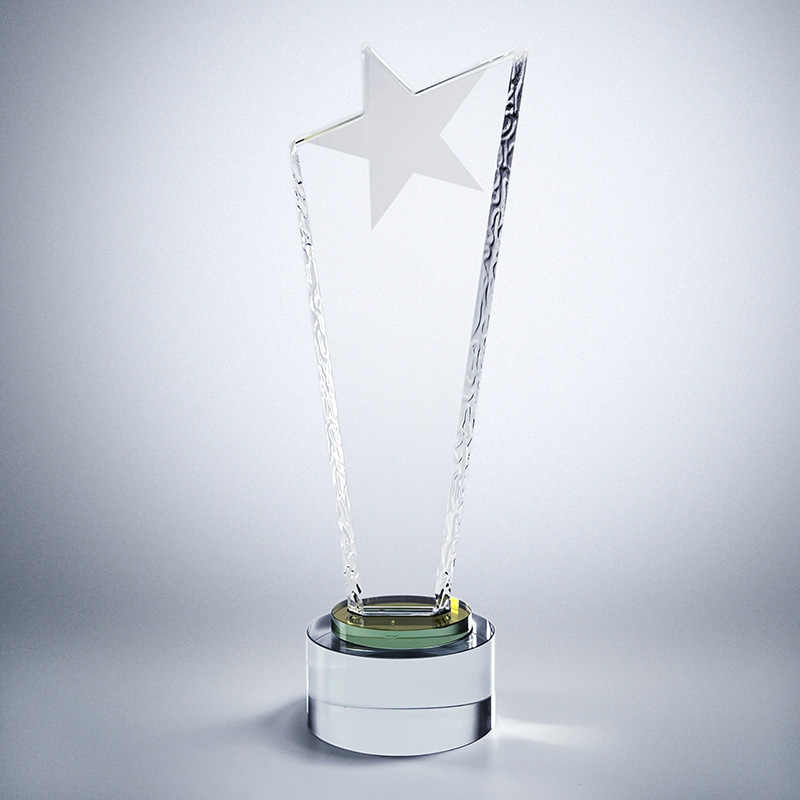 GCP1039 Clear Glass Star Trophy With Premium Giftbox-3 Sizes 2 Colors