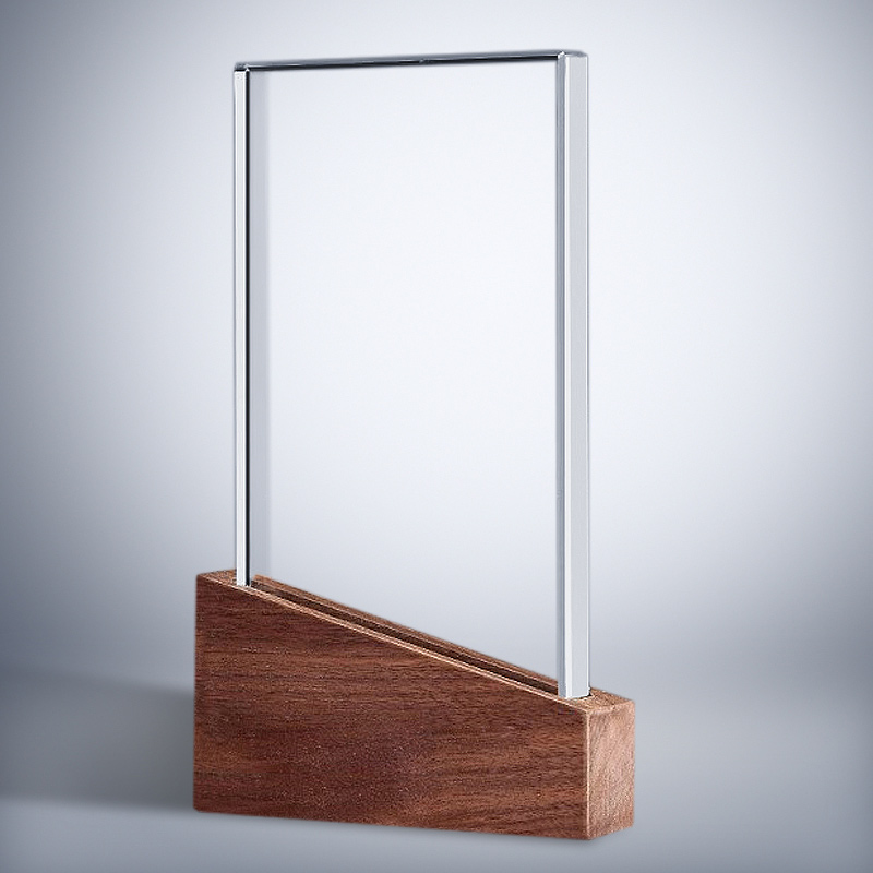 GCP2005 Glass Wood Trophy With Removable Glass -1 Size