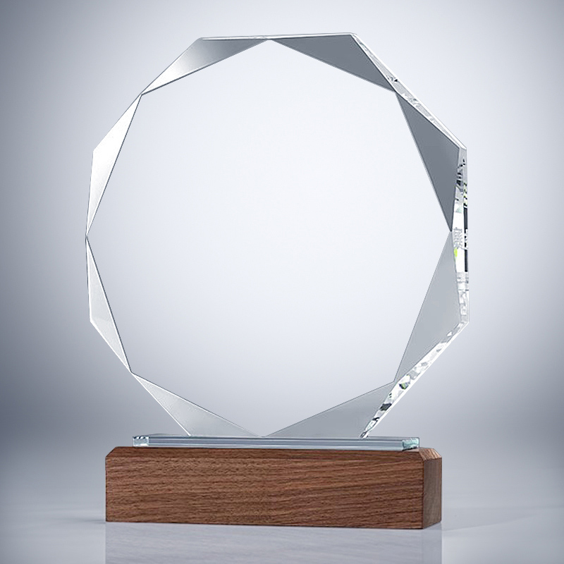 GCP2012 Glass Wood Octangle Trophy-3 Sizes