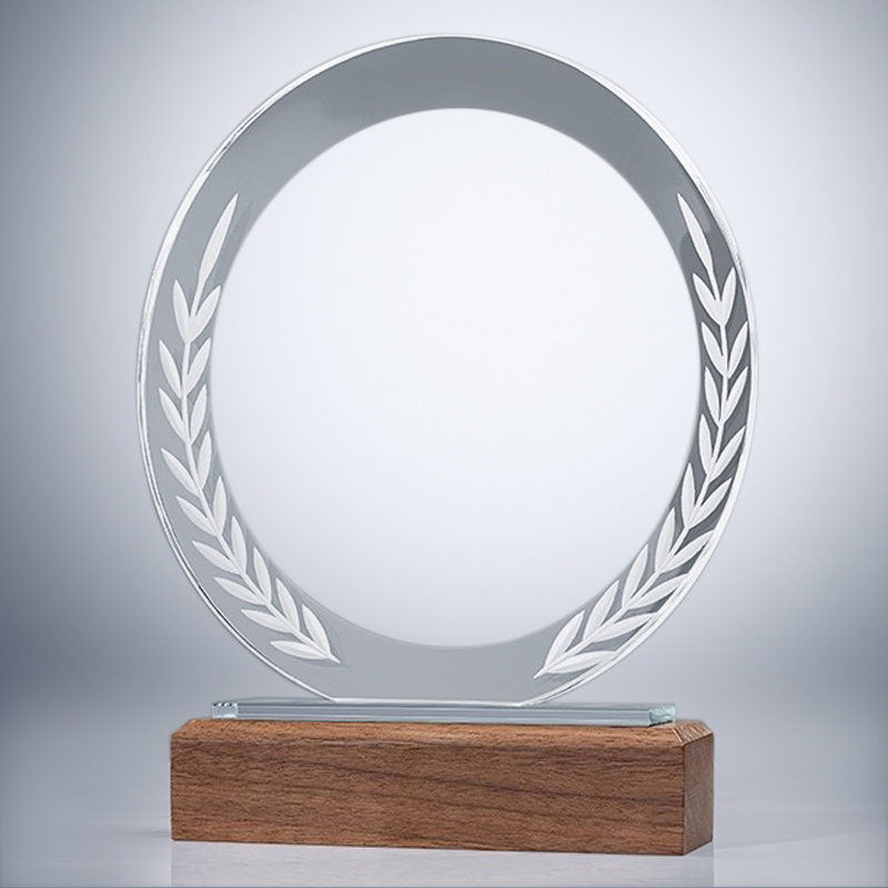 GCP2014 Glass Wood Circle Trophy-3 Sizes