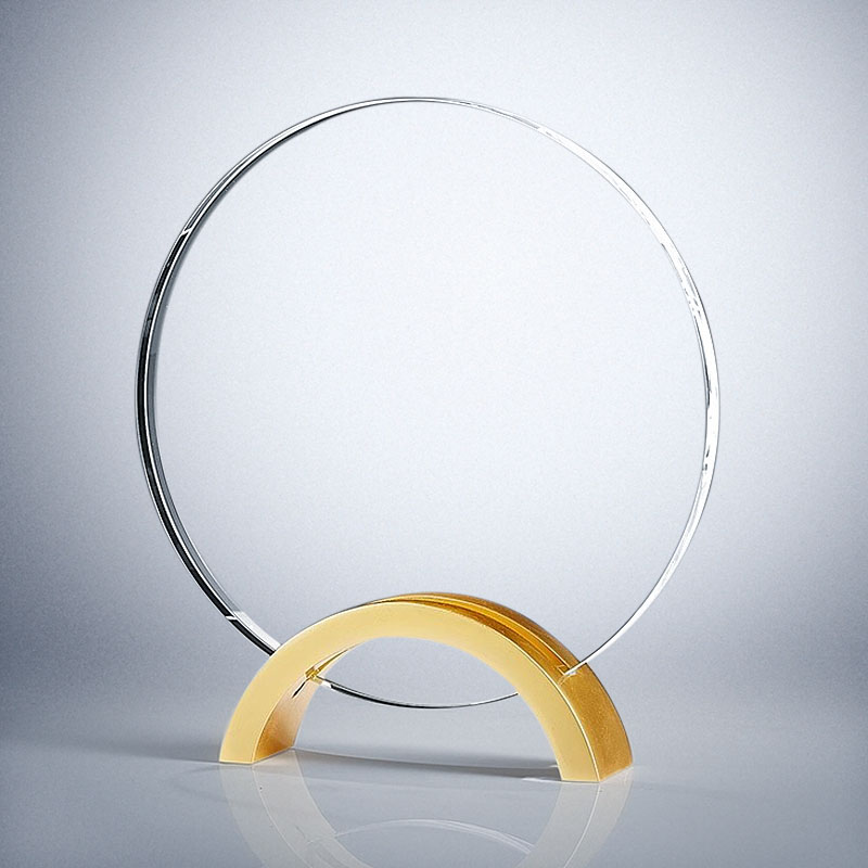 GCP2202 Glass Metal Circle Trophy With Premium Giftbox-1 Size 3 Colors